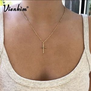 Small Gold Cross Choker Necklace